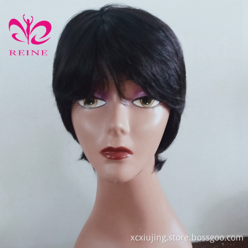 REINE Short Human Hair Wigs Pixie Cut Straight Remy Brazilian Hair for Black Women Machine Made  Cheap Glueless Wig